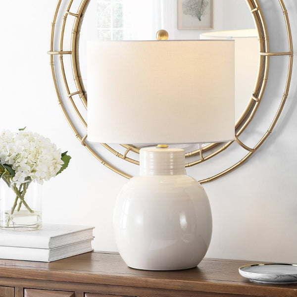 Safavieh SYRA, 24-Inch Ivory Ceramic Table Lamp - Elegant Glow for Living Rooms, Bedrooms & Office Spaces TBL4360A