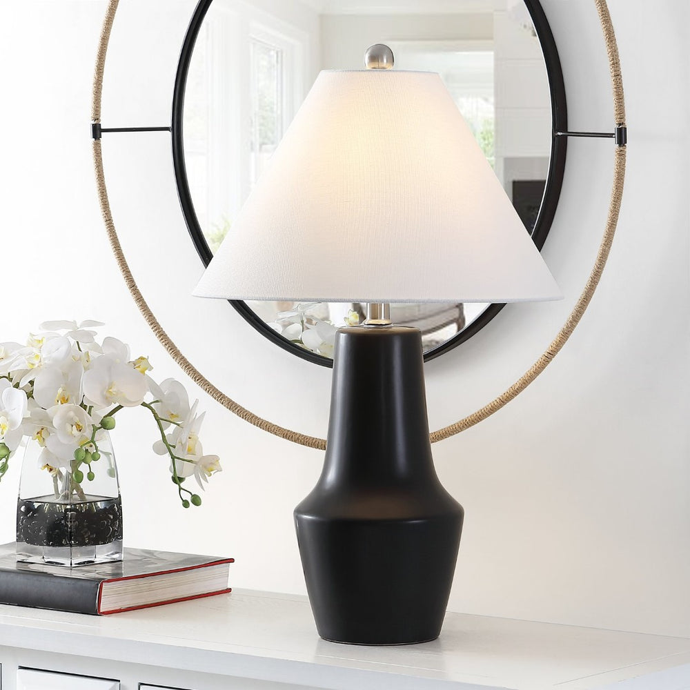 Safavieh CERLIA, 26-Inch Black Ceramic Table Lamp – Modern Elegance with Warm Glow for Any Room Decor TBL4369A