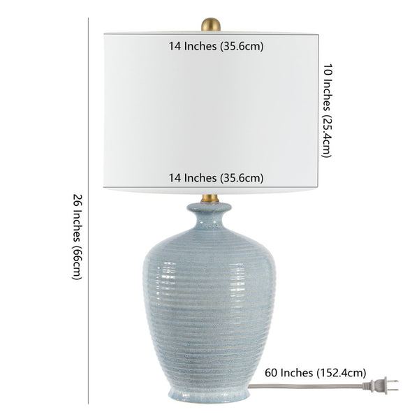 Safavieh HENRON, Elegant 26-Inch Blue Ceramic Table Lamp for Stylish Ambient Lighting in Any Room TBL4370A