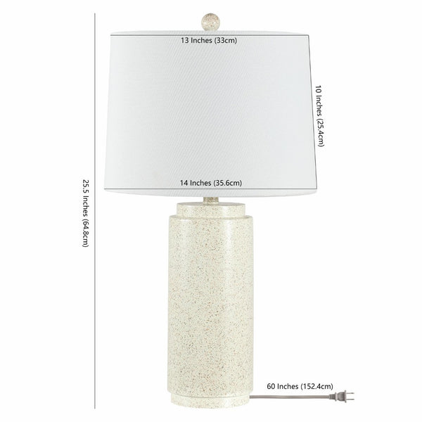 Safavieh SILLA, Elegant 25.5-Inch White/Grey Resin Table Lamp for Modern & Traditional Interiors, Warm Light TBL4371A