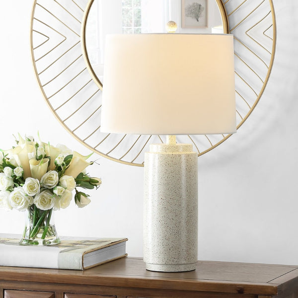 Safavieh SILLA, Elegant 25.5-Inch White/Grey Resin Table Lamp for Modern & Traditional Interiors, Warm Light TBL4371A