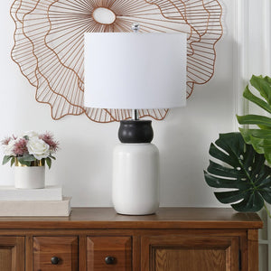 Safavieh VENTRUS, VENTRUS 25-Inch Ceramic Table Lamp - Modern White & Black Design for Stylish Ambient Lighting TBL4374A