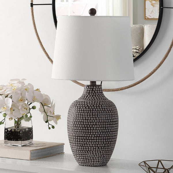 Safavieh RESLER, 25-Inch Brown/White Resin Table Lamp - Elegant Accent for Living Rooms, Bedrooms & Offices TBL4377A