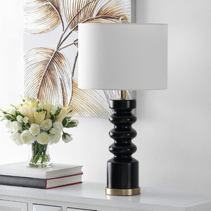 Safavieh FRAYEN, 28-Inch Black Glass Table Lamp - Modern Elegance for Living Room & Bedroom Décor Essentials TBL4378A