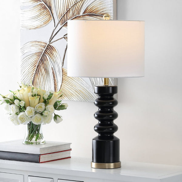 Safavieh FRAYEN, 28-Inch Black Glass Table Lamp - Modern Elegance for Living Room & Bedroom Décor Essentials TBL4378A
