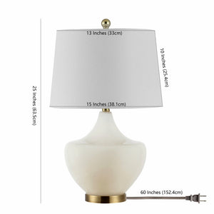 Safavieh DEMRA, 25-Inch White Glass Table Lamp - Elegant Minimalist Design for Any Room, Soft Ambient Glow TBL4382A
