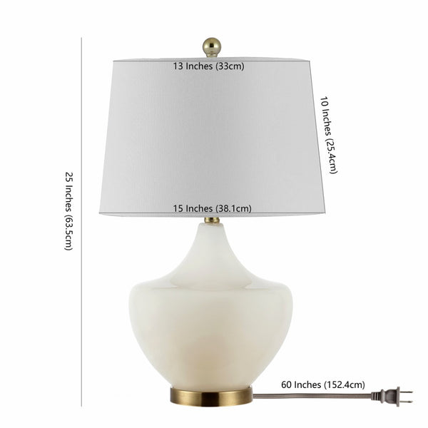 Safavieh DEMRA, 25-Inch White Glass Table Lamp - Elegant Minimalist Design for Any Room, Soft Ambient Glow TBL4382A