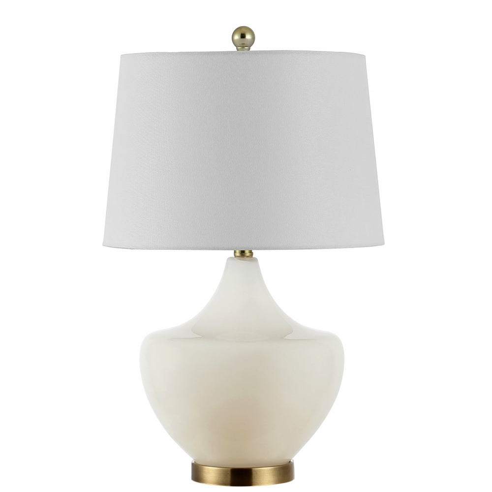 Safavieh DEMRA, 25-Inch White Glass Table Lamp - Elegant Minimalist Design for Any Room, Soft Ambient Glow TBL4382A