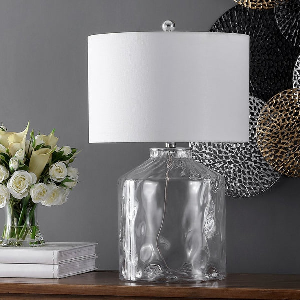 Safavieh JULEN, 24.5 Inch Clear Glass Table Lamp - Modern Elegance with Ambient Lighting for Any Space TBL4384A
