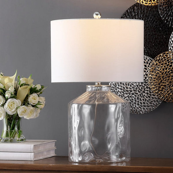 Safavieh JULEN, 24.5 Inch Clear Glass Table Lamp - Modern Elegance with Ambient Lighting for Any Space TBL4384A