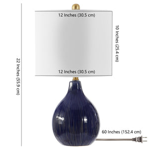 Safavieh CALRUS, 22 Inch Glossy Blue Ceramic Table Lamp - Timeless Design for Stylish Home Illumination TBL4385A