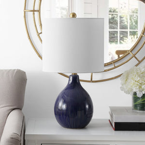 Safavieh CALRUS, 22 Inch Glossy Blue Ceramic Table Lamp - Timeless Design for Stylish Home Illumination TBL4385A