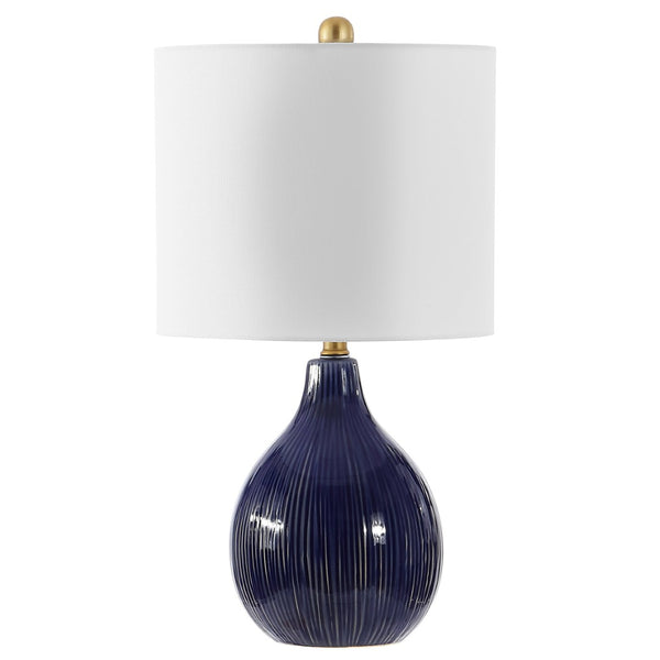 Safavieh CALRUS, 22 Inch Glossy Blue Ceramic Table Lamp - Timeless Design for Stylish Home Illumination TBL4385A