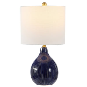 Safavieh CALRUS, 22 Inch Glossy Blue Ceramic Table Lamp - Timeless Design for Stylish Home Illumination TBL4385A