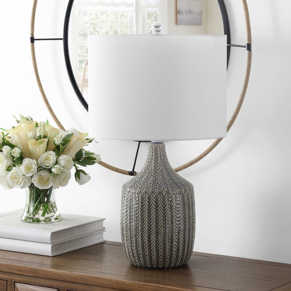 Safavieh SECIA, SECIA 25-Inch Grey Ceramic Table Lamp - Elegant Design for Soft Ambient Lighting in Any Space TBL4389A
