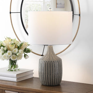 Safavieh SECIA, SECIA 25-Inch Grey Ceramic Table Lamp - Elegant Design for Soft Ambient Lighting in Any Space TBL4389A