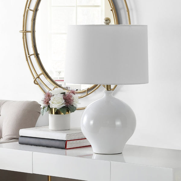 Safavieh KEMLI, 23.5-Inch White Ceramic Table Lamp – Elegant Lighting for Modern & Classic Interiors TBL4394A