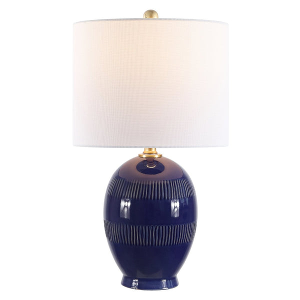 Safavieh LINEY, 23-Inch Blue Ceramic Table Lamp - Stylish Accent for Modern Interiors with Ambient Lighting TBL4395A