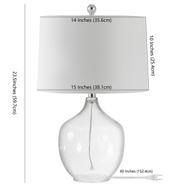 Safavieh ORLEN, 23.5-Inch Clear Glass Table Lamp for Modern Decor, Soft Ambient Lighting for Any Room TBL4397A