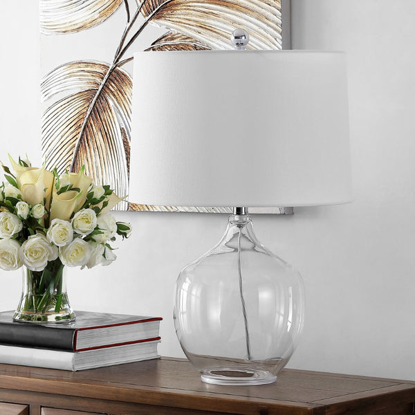 Safavieh ORLEN, 23.5-Inch Clear Glass Table Lamp for Modern Decor, Soft Ambient Lighting for Any Room TBL4397A