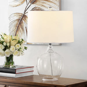 Safavieh ORLEN, 23.5-Inch Clear Glass Table Lamp for Modern Decor, Soft Ambient Lighting for Any Room TBL4397A