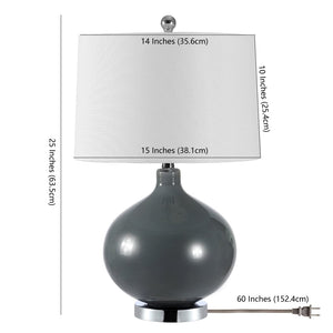 Safavieh MASERA, Elegant Grey Glass Table Lamp Set of 2 with USB Ports for Home Lighting & Charging Needs TBL4400A-SET2