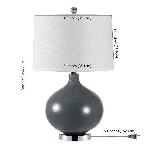 Safavieh MASERA, Elegant Grey Glass Table Lamp Set of 2 with USB Ports for Home Lighting & Charging Needs TBL4400A-SET2