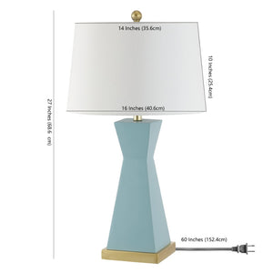 Safavieh ONDER, Elegant Resin Table Lamp Set of 2 - Modern Design for Living Room, Bedroom, or Office Use Robins Egg Blue TBL4406A-SET2