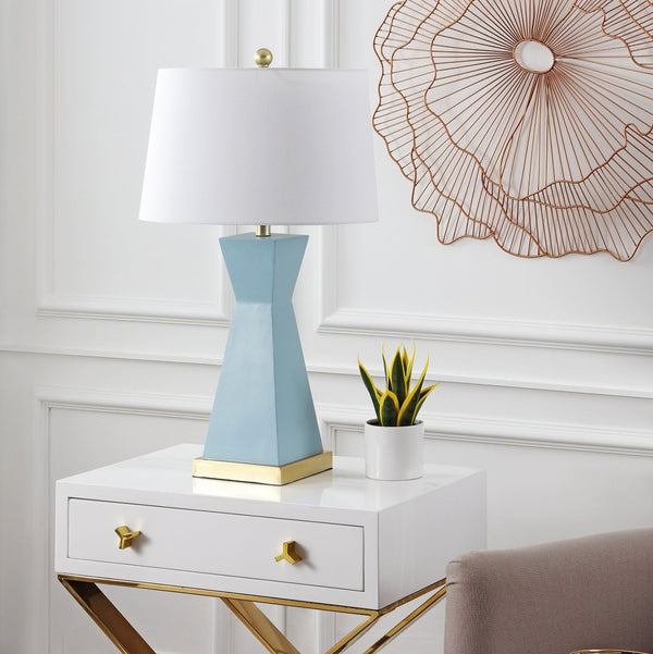 Safavieh ONDER, Elegant Resin Table Lamp Set of 2 - Modern Design for Living Room, Bedroom, or Office Use Robins Egg Blue TBL4406A-SET2