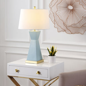 Safavieh ONDER, Elegant Resin Table Lamp Set of 2 - Modern Design for Living Room, Bedroom, or Office Use Robins Egg Blue TBL4406A-SET2