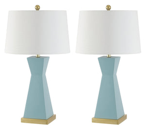 Safavieh ONDER, Elegant Resin Table Lamp Set of 2 - Modern Design for Living Room, Bedroom, or Office Use Robins Egg Blue TBL4406A-SET2