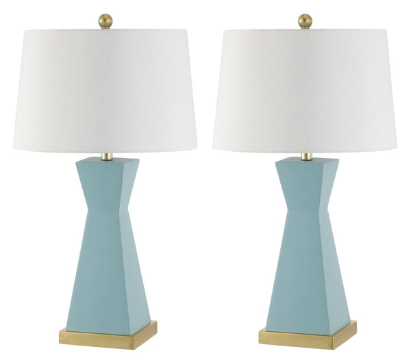 Safavieh ONDER, Elegant Resin Table Lamp Set of 2 - Modern Design for Living Room, Bedroom, or Office Use Robins Egg Blue TBL4406A-SET2