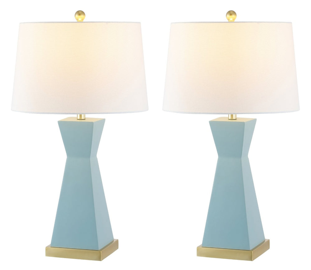Safavieh ONDER, Elegant Resin Table Lamp Set of 2 - Modern Design for Living Room, Bedroom, or Office Use Robins Egg Blue TBL4406A-SET2