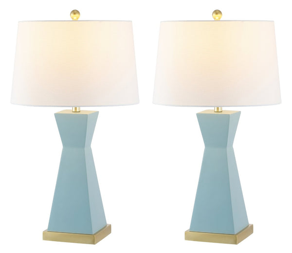Safavieh ONDER, Elegant Resin Table Lamp Set of 2 - Modern Design for Living Room, Bedroom, or Office Use Robins Egg Blue TBL4406A-SET2