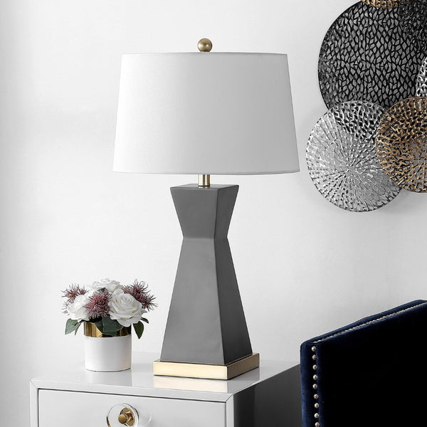 Safavieh ONDER, Elegant Resin Table Lamp Set of 2 - Modern Design for Living Room, Bedroom, or Office Use Grey TBL4406B-SET2