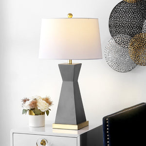 Safavieh ONDER, Elegant Resin Table Lamp Set of 2 - Modern Design for Living Room, Bedroom, or Office Use Grey TBL4406B-SET2