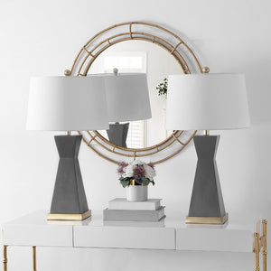 Safavieh ONDER, Elegant Resin Table Lamp Set of 2 - Modern Design for Living Room, Bedroom, or Office Use Grey TBL4406B-SET2
