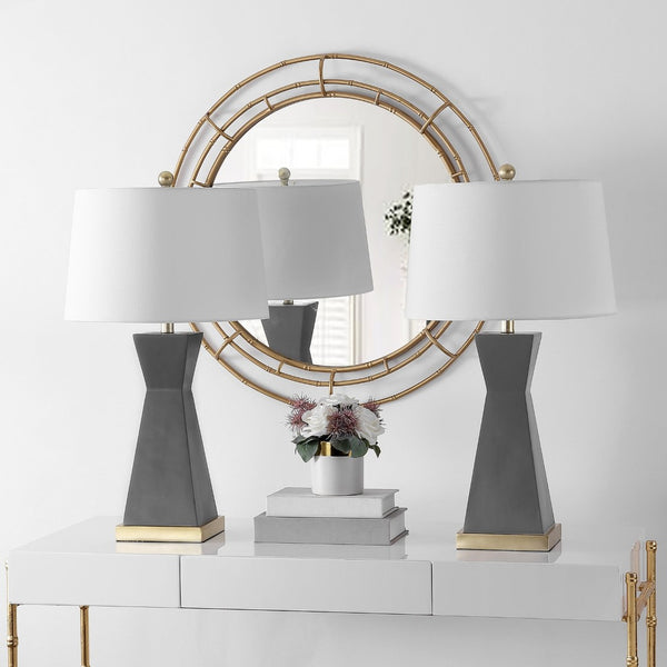 Safavieh ONDER, Elegant Resin Table Lamp Set of 2 - Modern Design for Living Room, Bedroom, or Office Use Grey TBL4406B-SET2