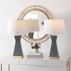 Safavieh ONDER, Elegant Resin Table Lamp Set of 2 - Modern Design for Living Room, Bedroom, or Office Use Grey TBL4406B-SET2