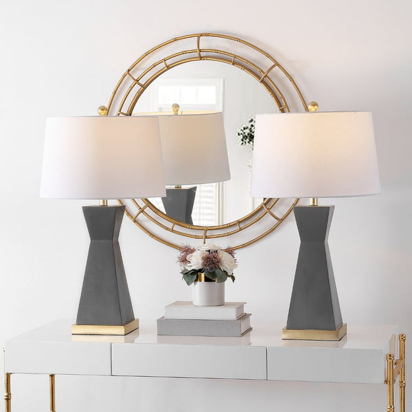 Safavieh ONDER, Elegant Resin Table Lamp Set of 2 - Modern Design for Living Room, Bedroom, or Office Use Grey TBL4406B-SET2