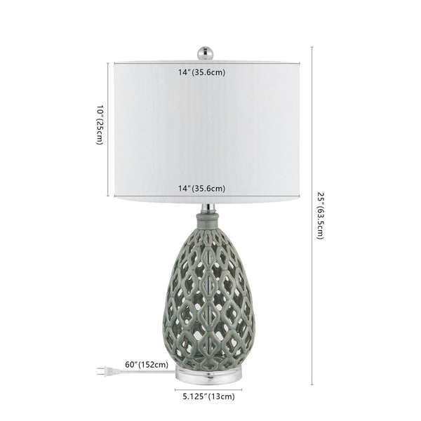 Safavieh QUIN, Elegant 25-Inch Grey Ceramic and Iron Table Lamp Set of 2 for Modern Home Décor Accent Lighting TBL4407A-SET2