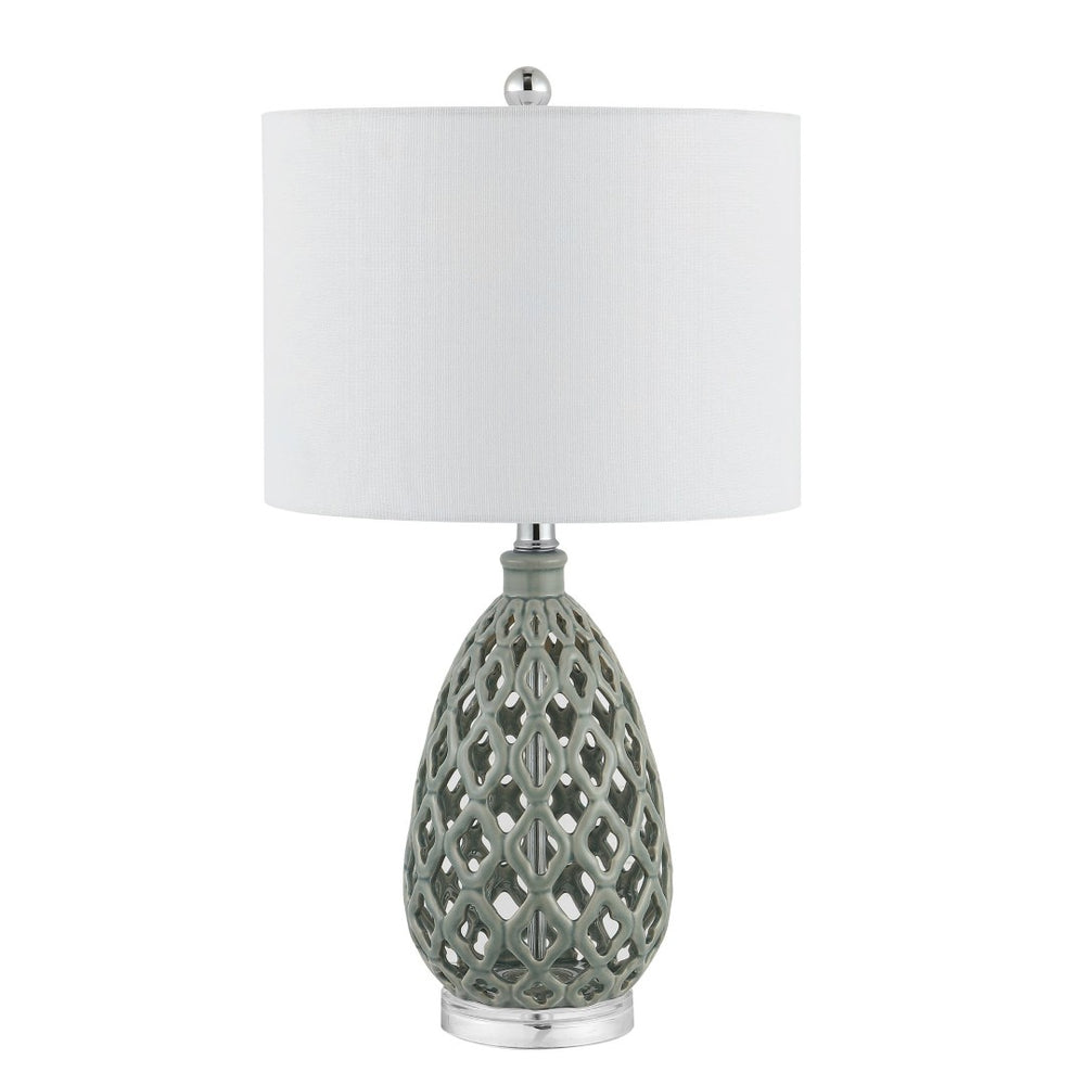 Safavieh QUIN, Elegant 25-Inch Grey Ceramic and Iron Table Lamp Set of 2 for Modern Home Décor Accent Lighting TBL4407A-SET2