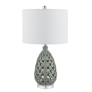Safavieh QUIN, Elegant 25-Inch Grey Ceramic and Iron Table Lamp Set of 2 for Modern Home Décor Accent Lighting TBL4407A-SET2