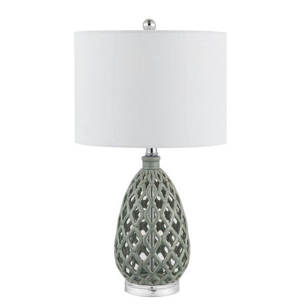 Safavieh QUIN, Elegant 25-Inch Grey Ceramic and Iron Table Lamp Set of 2 for Modern Home Décor Accent Lighting TBL4407A-SET2