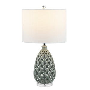 Safavieh QUIN, Elegant 25-Inch Grey Ceramic and Iron Table Lamp Set of 2 for Modern Home Décor Accent Lighting TBL4407A-SET2