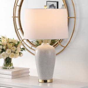 Safavieh KLINE, Elegant 26-Inch Grey Resin Table Lamp with USB Port for Modern Ambiance and Functionality TBL4408A