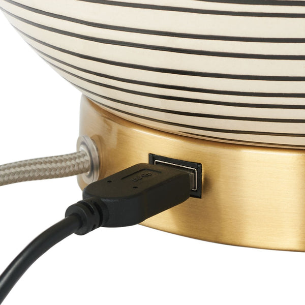 Safavieh KREMP, 23-Inch Grey Ceramic Table Lamp with Integrated USB Port for Modern Home & Office Decor TBL4409A