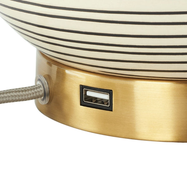 Safavieh KREMP, 23-Inch Grey Ceramic Table Lamp with Integrated USB Port for Modern Home & Office Decor TBL4409A