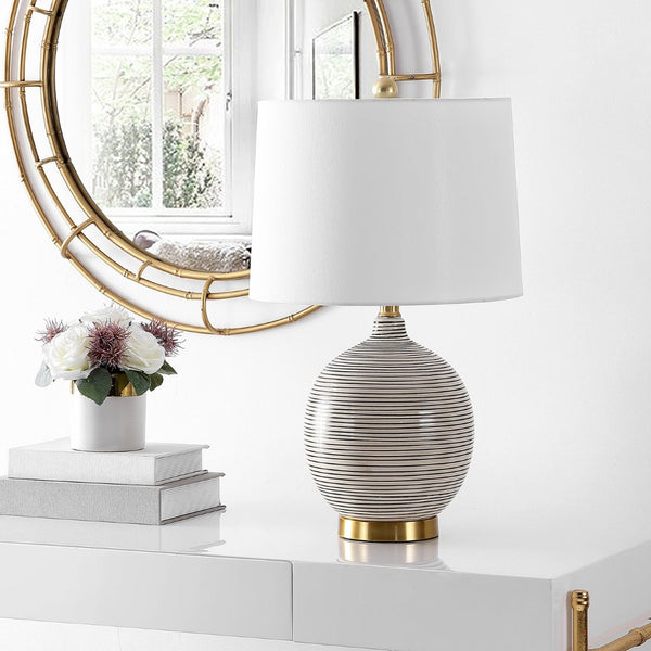 Safavieh KREMP, 23-Inch Grey Ceramic Table Lamp with Integrated USB Port for Modern Home & Office Decor TBL4409A
