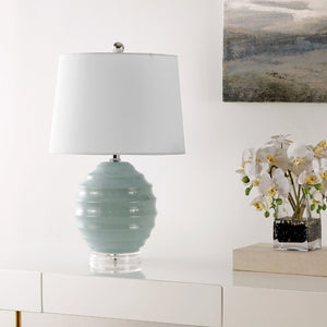 Safavieh WEMBLI, Set of 2 Robin's Egg Blue Ceramic Table Lamps, 22.5 Inch, Perfect for Modern & Classic Decor TBL4411A-SET2